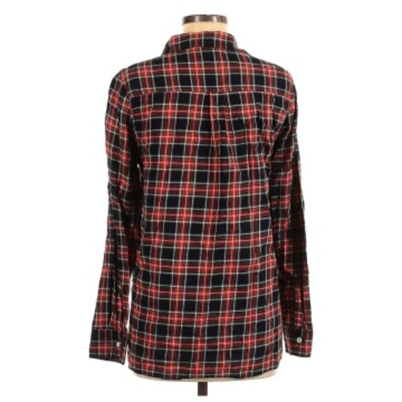 Old Navy The Classic Shirt Button Down Black Tartan Plaid - Picture 2 of 10